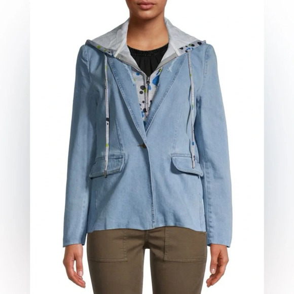 Central Park WestNew York x Revolve 2-in-one Hooded Denim Blazer XS FLAWED - Picture 1 of 15